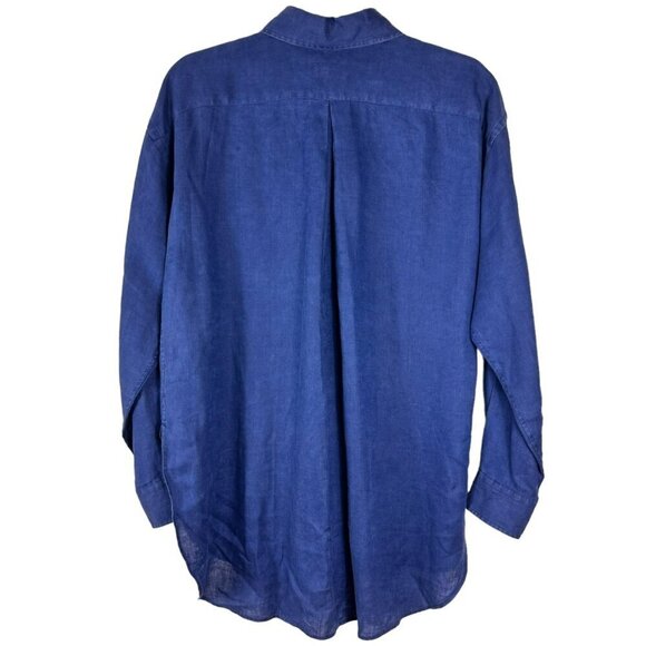 Polo Ralph Lauren Blue Linen Casual Button-Down Long sleeve Shirt Size 12 - Picture 9 of 13
